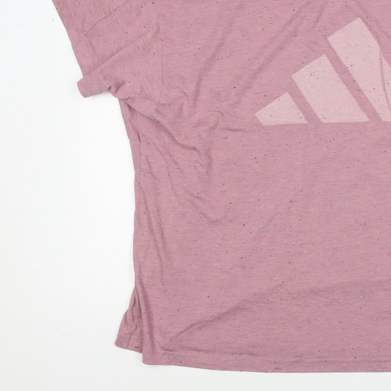 adidas Women Pink UK 20 Speckled Logo Raglan Jersey T-Shirt