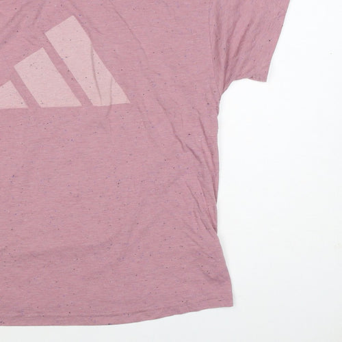 adidas Women Pink UK 20 Speckled Logo Raglan Jersey T-Shirt