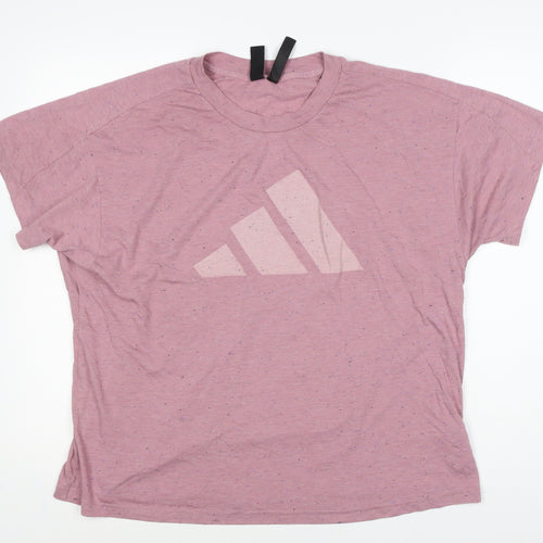 adidas Women Pink UK 20 Speckled Logo Raglan Jersey T-Shirt