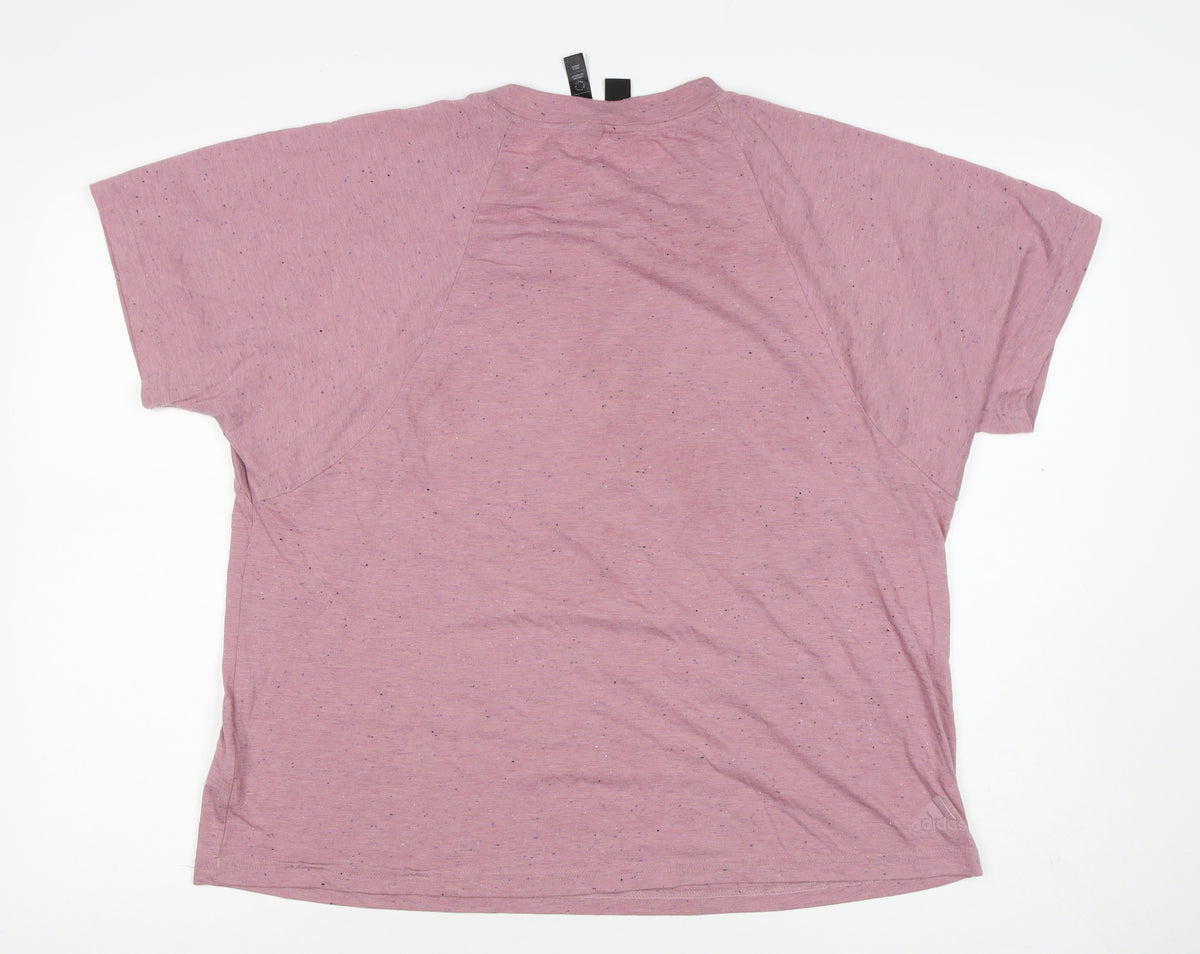 adidas Women Pink UK 20 Speckled Logo Raglan Jersey T-Shirt