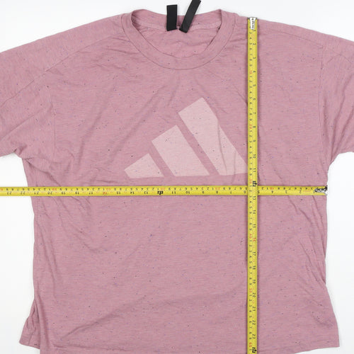 adidas Women Pink UK 20 Speckled Logo Raglan Jersey T-Shirt