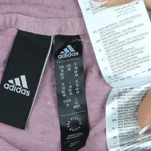 adidas Women Pink UK 20 Speckled Logo Raglan Jersey T-Shirt