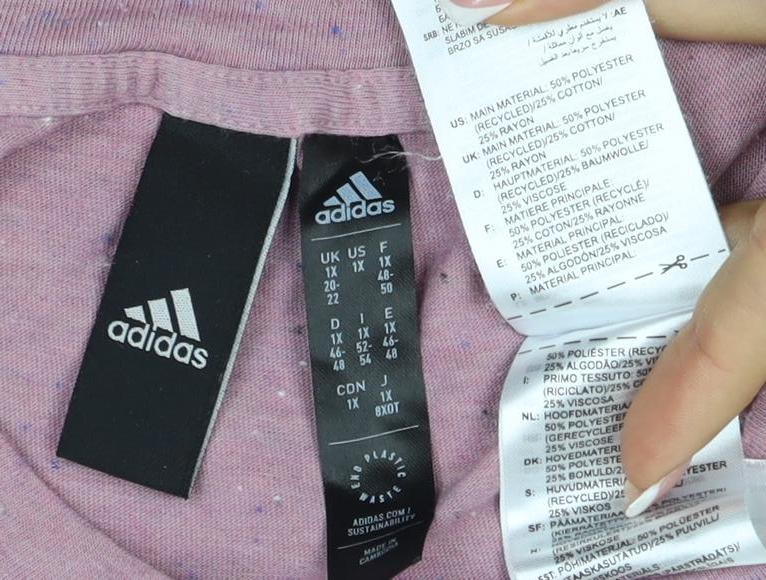 adidas Women Pink UK 20 Speckled Logo Raglan Jersey T-Shirt