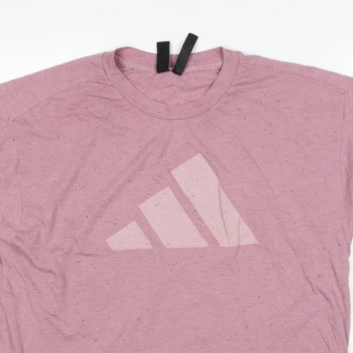 adidas Women Pink UK 20 Speckled Logo Raglan Jersey T-Shirt
