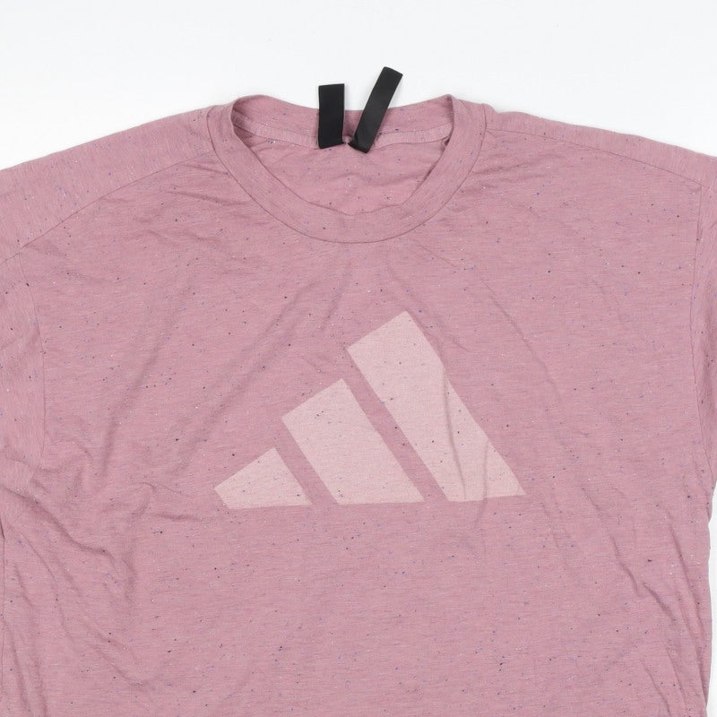 adidas Women Pink UK 20 Speckled Logo Raglan Jersey T-Shirt