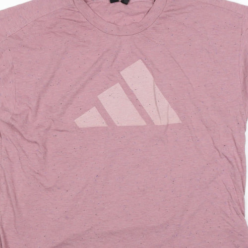 adidas Women Pink UK 20 Speckled Logo Raglan Jersey T-Shirt
