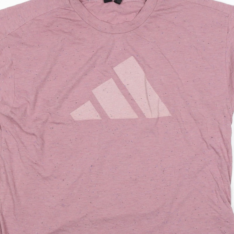 adidas Women Pink UK 20 Speckled Logo Raglan Jersey T-Shirt