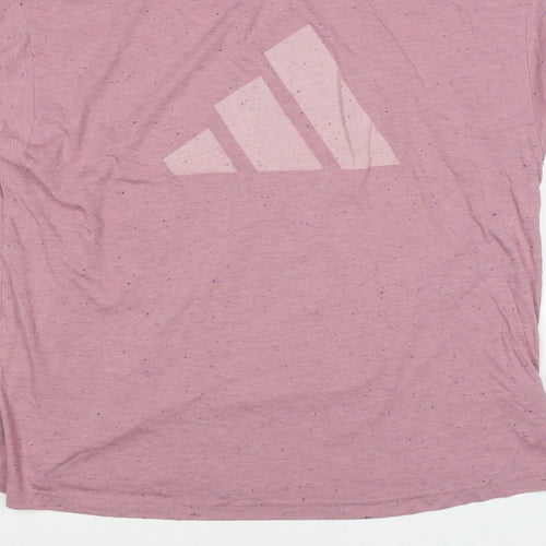 adidas Women Pink UK 20 Speckled Logo Raglan Jersey T-Shirt