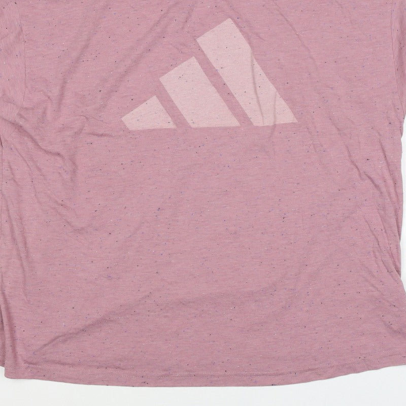 adidas Women Pink UK 20 Speckled Logo Raglan Jersey T-Shirt