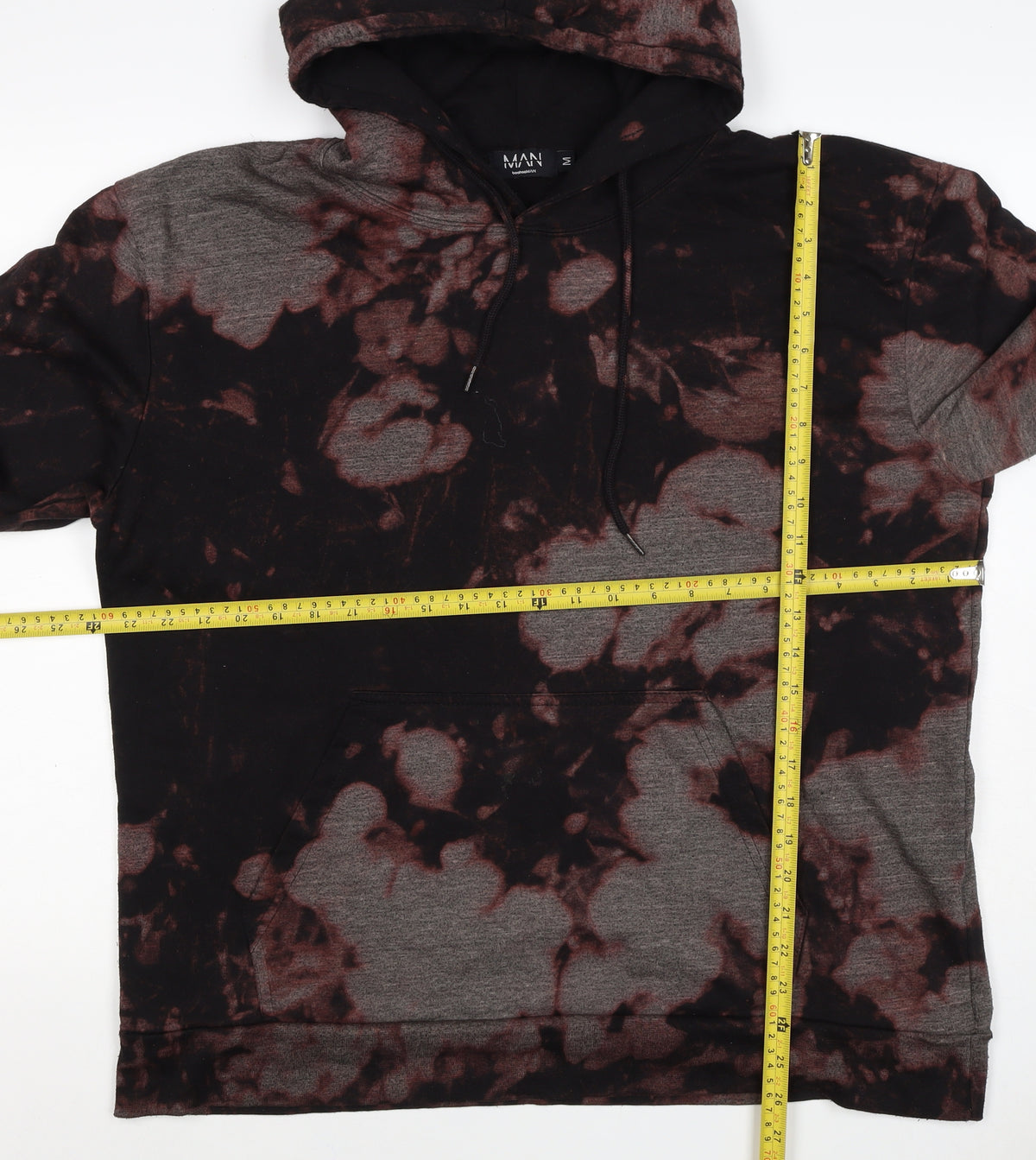 Brand and care label for boohooMAN Men’s Multicoloured Tie Dye Pullover Hoodie M Gothic