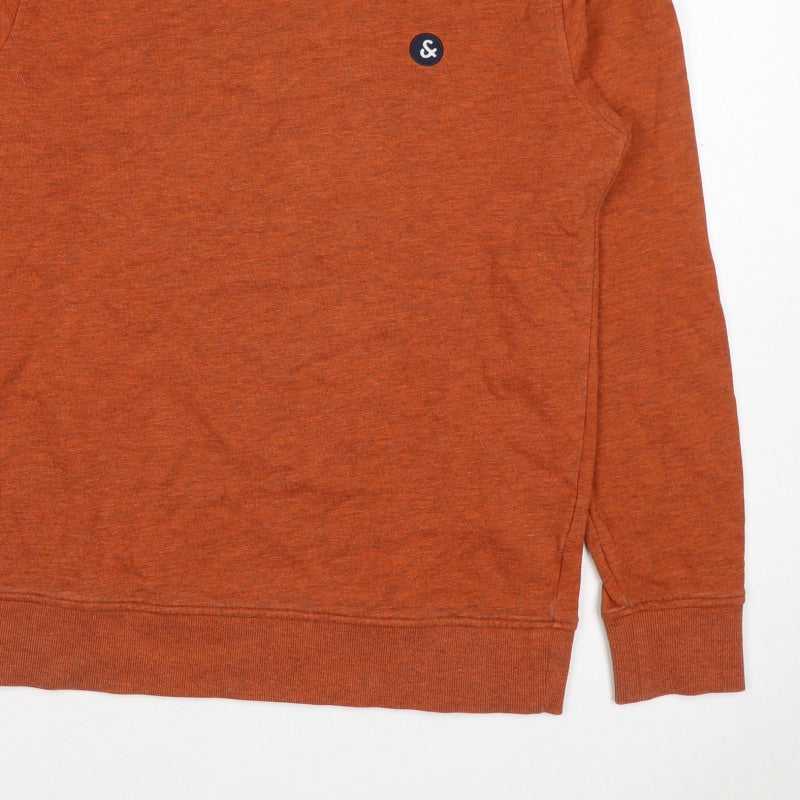 Jack & Jones Men's Orange S Crew Neck Logo Fleece Sweatshirt