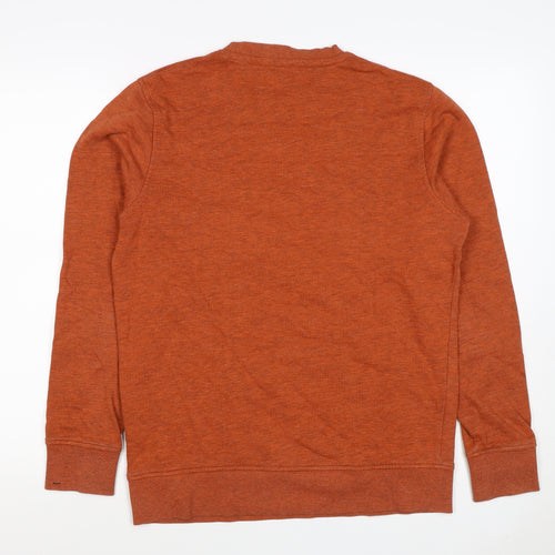 Jack & Jones Men's Orange S Crew Neck Logo Fleece Sweatshirt