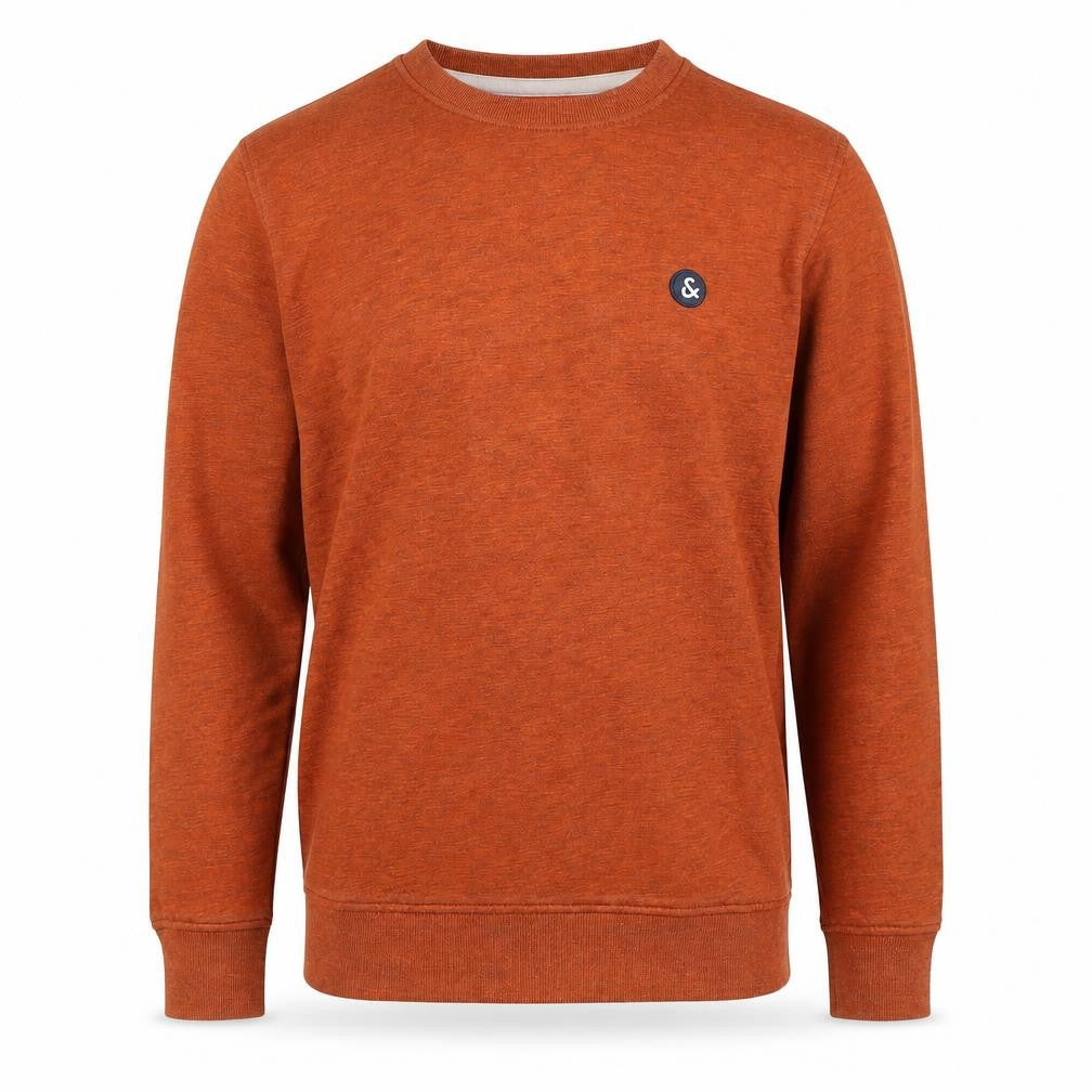 Jack & Jones Men's Orange S Crew Neck Logo Fleece Sweatshirt