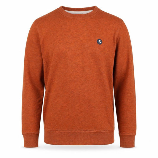 Jack & Jones Men's Orange S Crew Neck Logo Fleece Sweatshirt