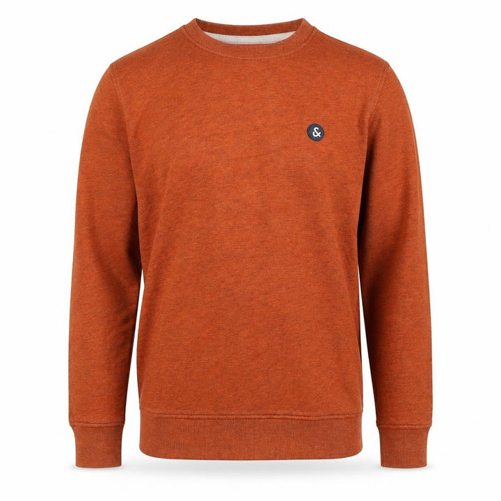 Jack & Jones Men's Orange S Crew Neck Logo Fleece Sweatshirt