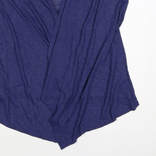 Soon Women Blue Size 18 Open Front Short Sleeve Graphic Cardigan