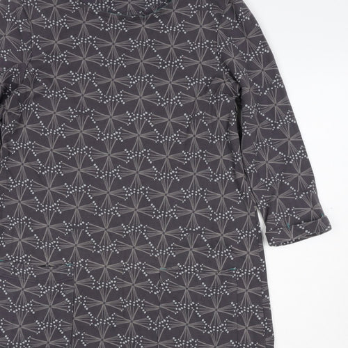 White Stuff Women Grey Geometric Print UK 12 Shift Dress Pockets