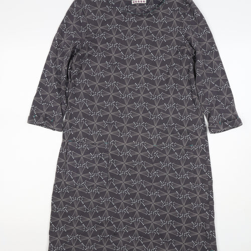 White Stuff Women Grey Geometric Print UK 12 Shift Dress Pockets