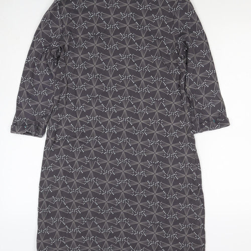 White Stuff Women Grey Geometric Print UK 12 Shift Dress Pockets