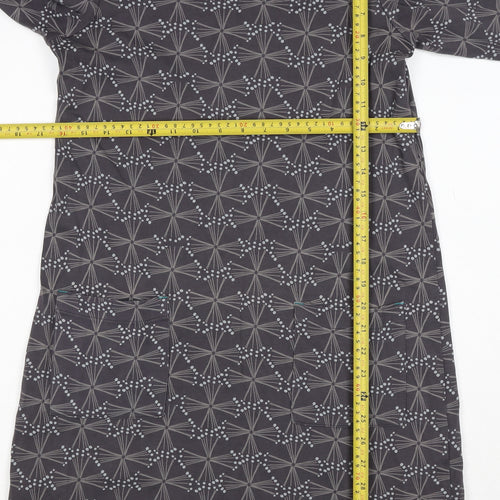 White Stuff Women Grey Geometric Print UK 12 Shift Dress Pockets
