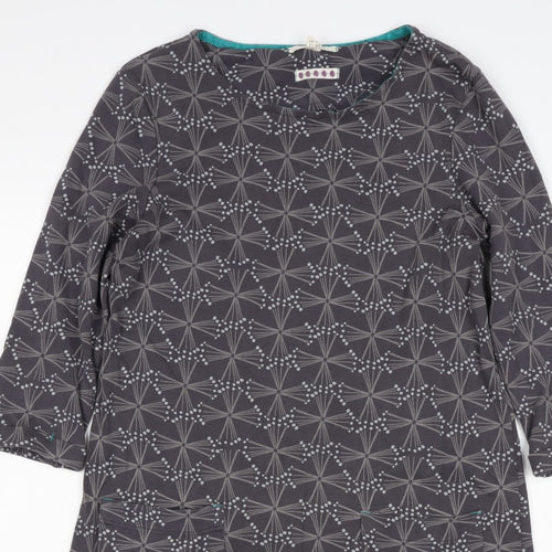 White Stuff Women Grey Geometric Print UK 12 Shift Dress Pockets