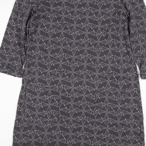 White Stuff Women Grey Geometric Print UK 12 Shift Dress Pockets