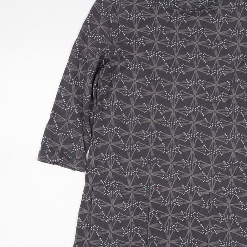 White Stuff Women Grey Geometric Print UK 12 Shift Dress Pockets