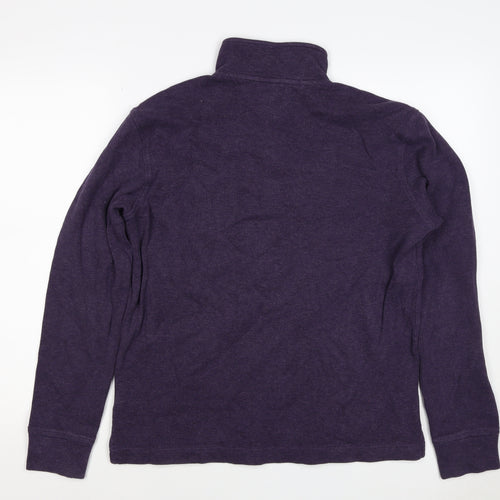 Tommy Hilfiger Men Purple S 1/4 Zip High Neck Cotton Blend Sweatshirt