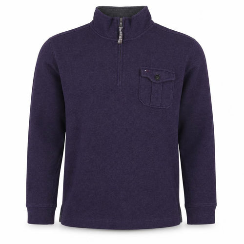 Tommy Hilfiger Men Purple S 1/4 Zip High Neck Cotton Blend Sweatshirt