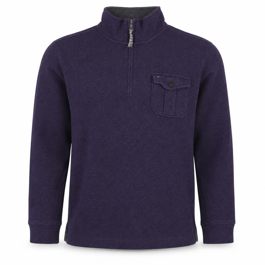 Tommy Hilfiger Men Purple S 1/4 Zip High Neck Cotton Blend Sweatshirt