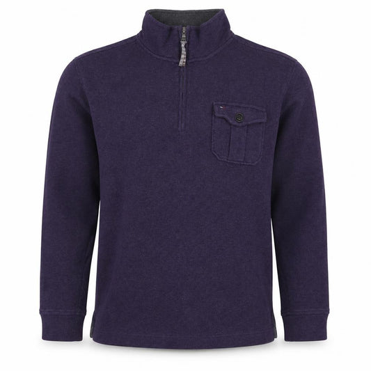 Tommy Hilfiger Men Purple S 1/4 Zip High Neck Cotton Blend Sweatshirt