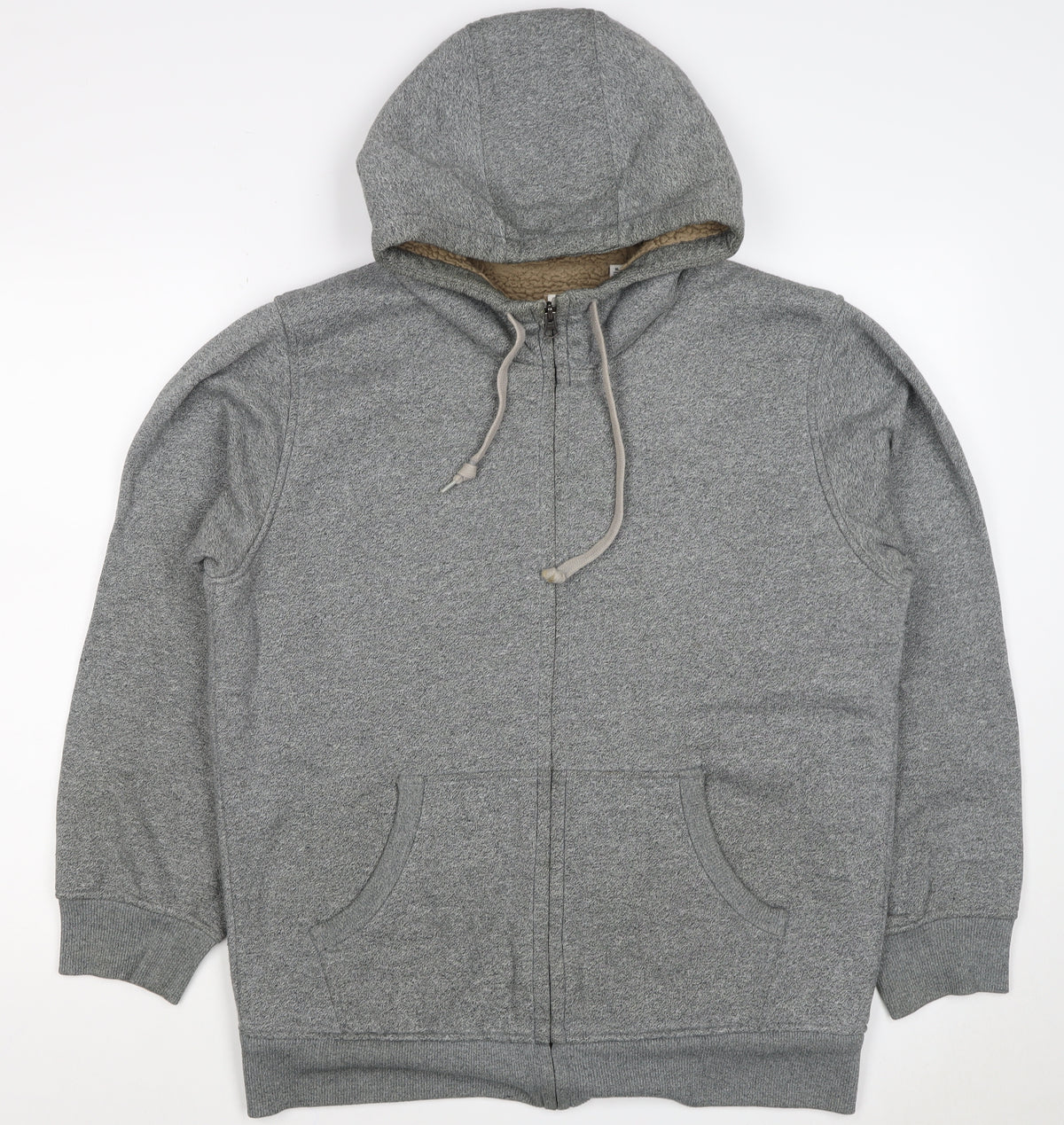 Uniqlo Men Grey XL Full Zip Hooded Fleece Lined Hoodie