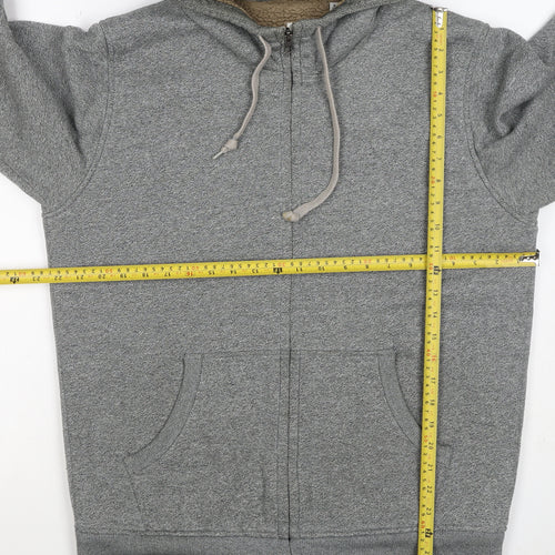 Uniqlo Men Grey XL Full Zip Hooded Fleece Lined Hoodie