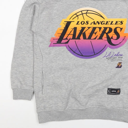 NBA LA Lakers Boys Grey Pullover Hoodie 12-13 Years Graphic Print