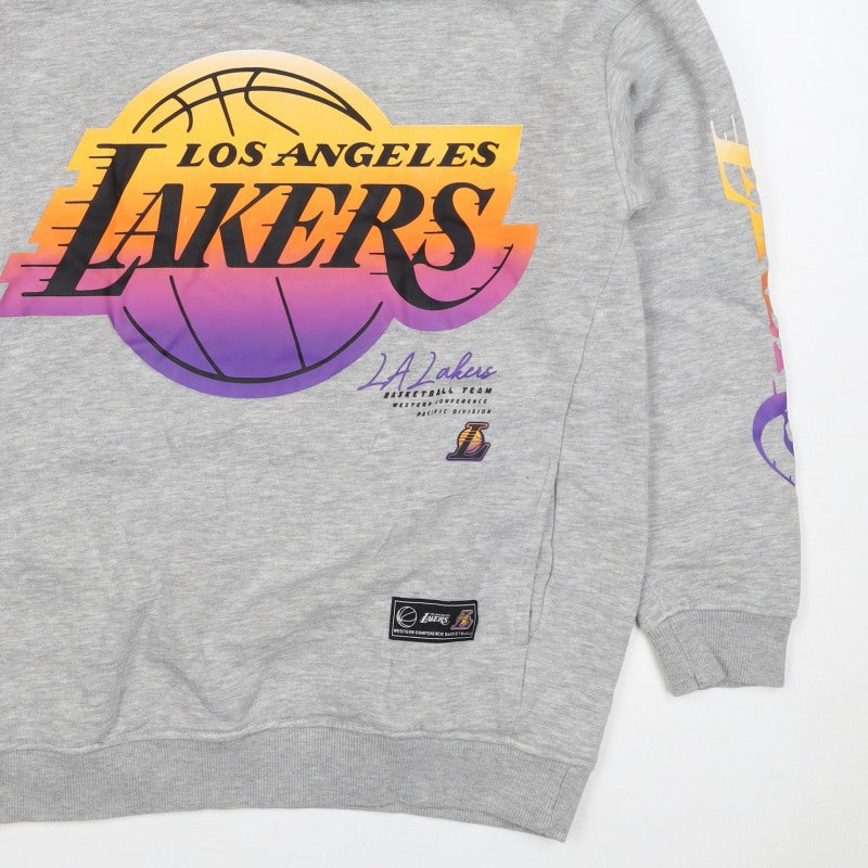 NBA LA Lakers Boys Grey Pullover Hoodie 12-13 Years Graphic Print