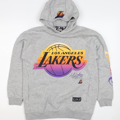 NBA LA Lakers Boys Grey Pullover Hoodie 12-13 Years Graphic Print