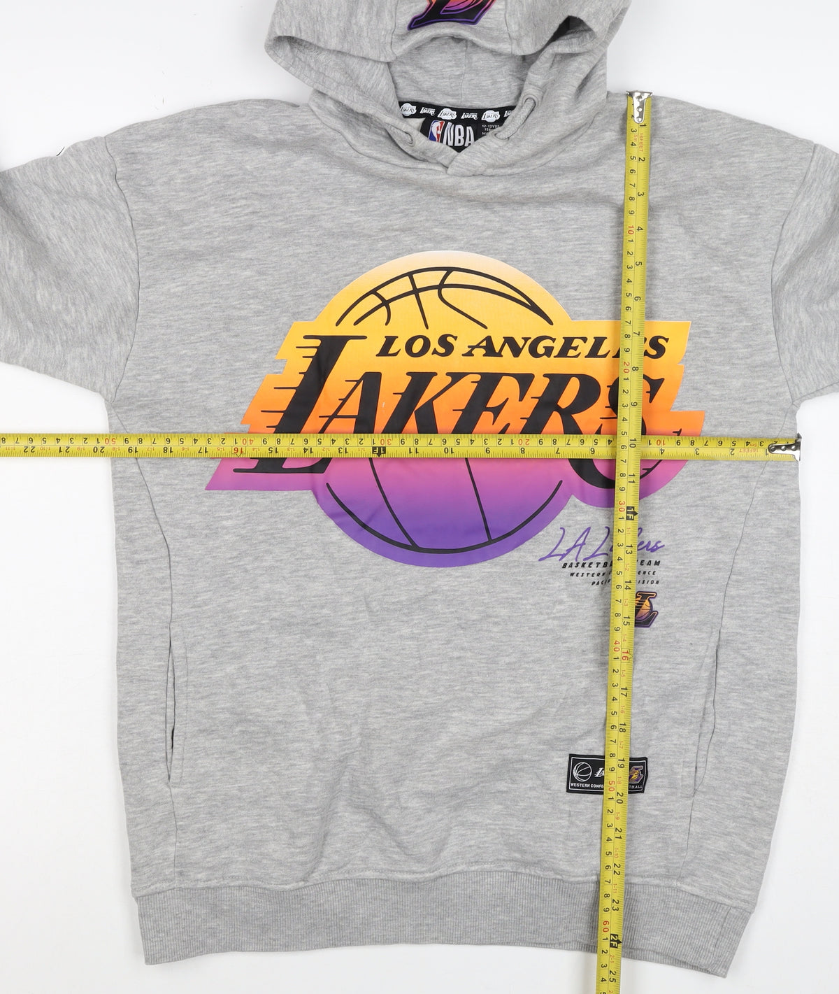 NBA LA Lakers Boys Grey Pullover Hoodie 12-13 Years Graphic Print