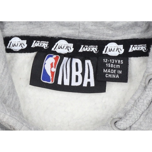 NBA LA Lakers Boys Grey Pullover Hoodie 12-13 Years Graphic Print