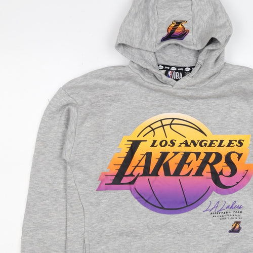NBA LA Lakers Boys Grey Pullover Hoodie 12-13 Years Graphic Print