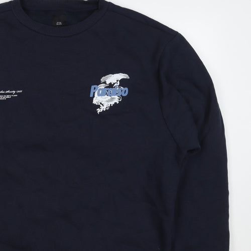 River Island Men’s Navy M Pullover Sweatshirt Graphic Bird Print