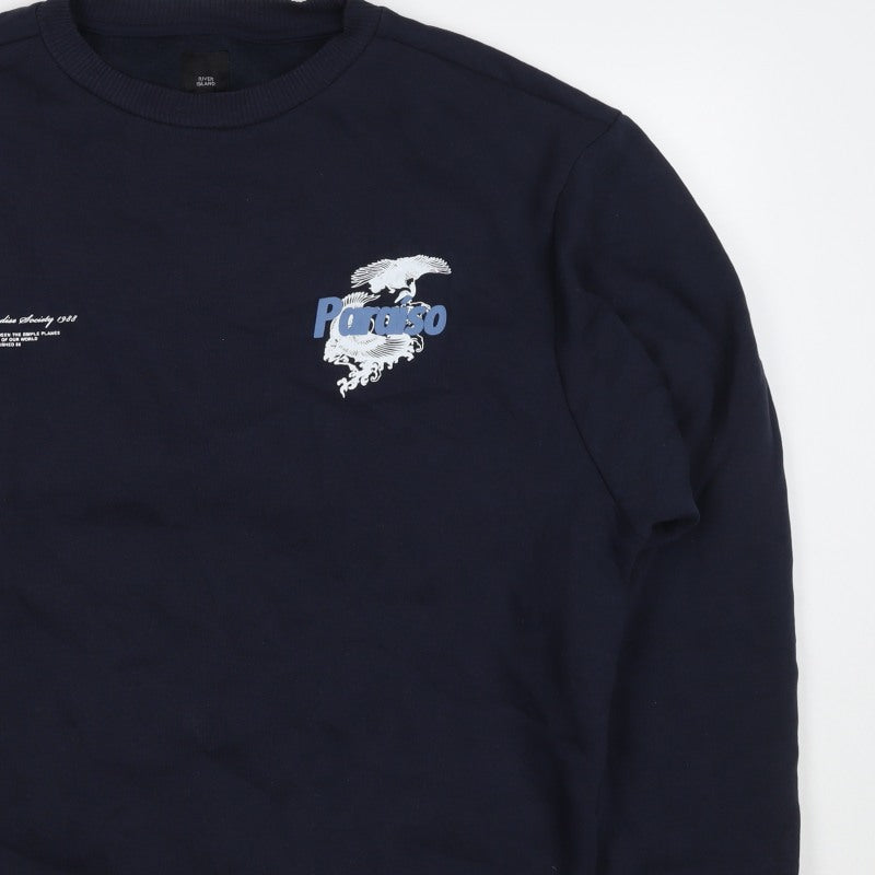 River Island Men’s Navy M Pullover Sweatshirt Graphic Bird Print