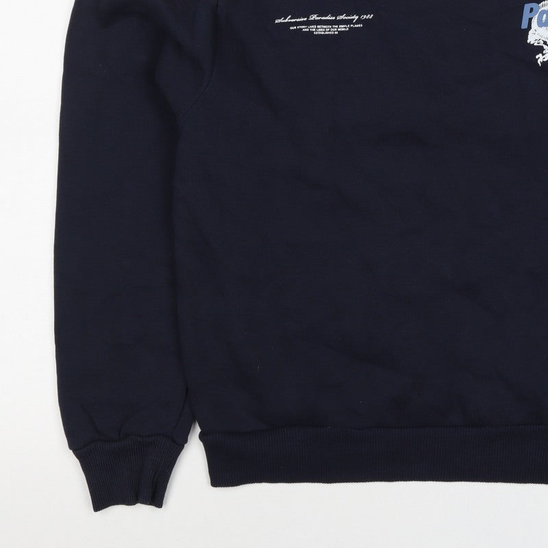 River Island Men’s Navy M Pullover Sweatshirt Graphic Bird Print