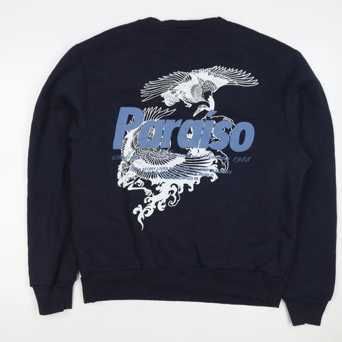 River Island Men’s Navy M Pullover Sweatshirt Graphic Bird Print