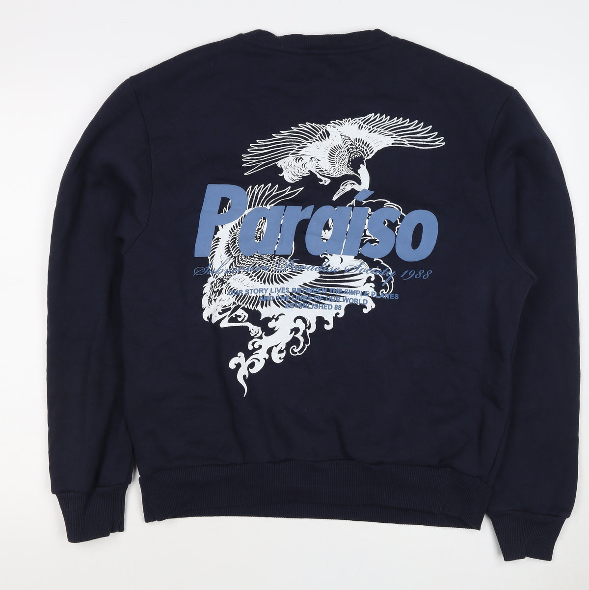 River Island Men’s Navy M Pullover Sweatshirt Graphic Bird Print