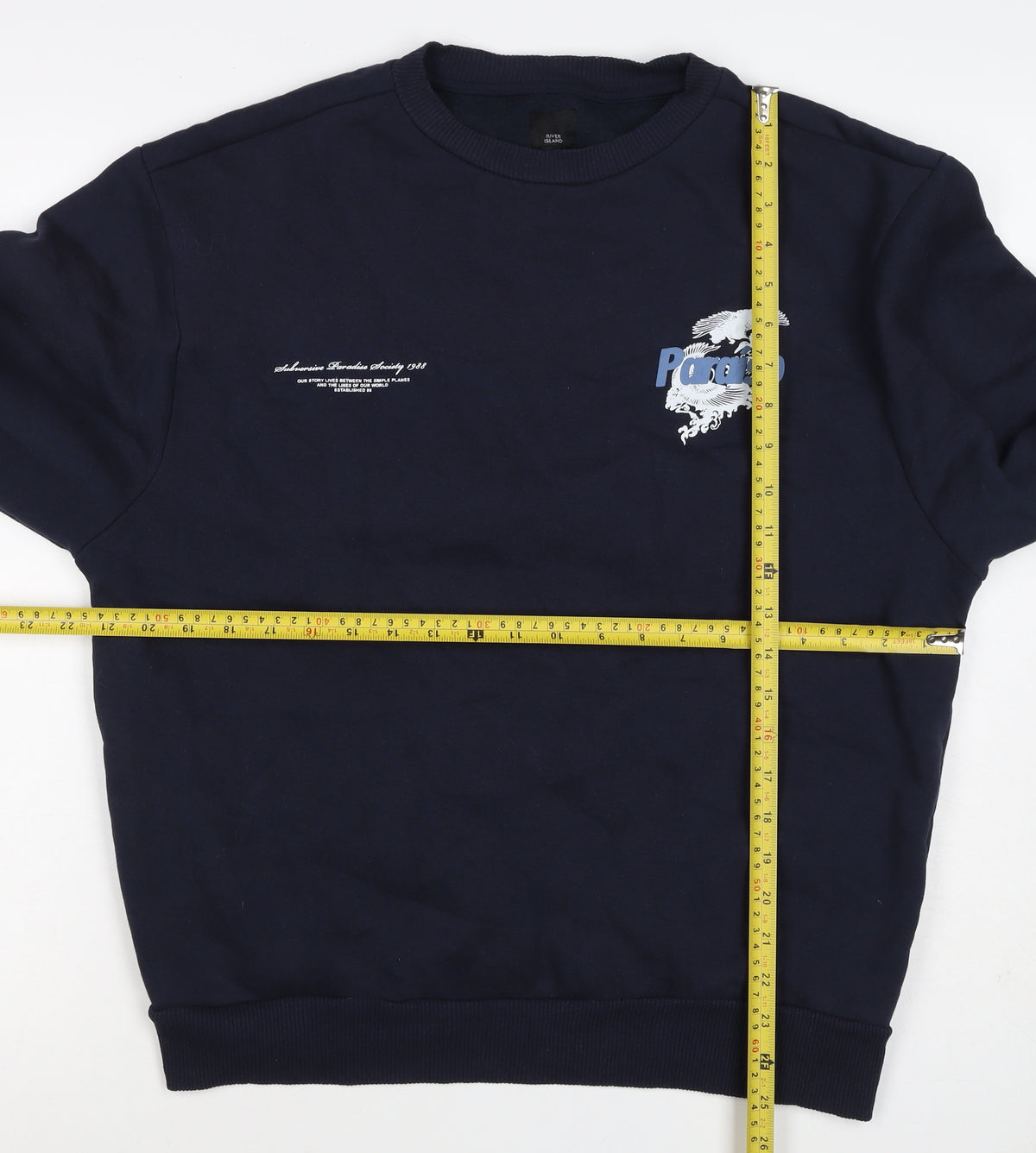 River Island Men’s Navy M Pullover Sweatshirt Graphic Bird Print