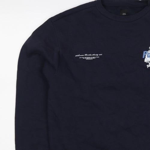 River Island Men’s Navy M Pullover Sweatshirt Graphic Bird Print