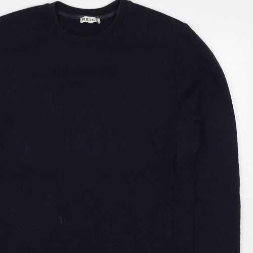 Reiss Men’s Navy Blue L Quilted Crew Neck Pullover Sweatshirt