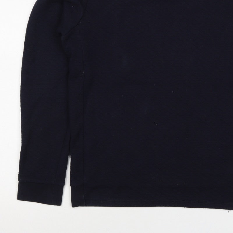 Reiss Men’s Navy Blue L Quilted Crew Neck Pullover Sweatshirt