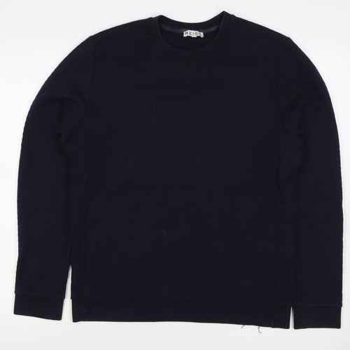 Reiss Men’s Navy Blue L Quilted Crew Neck Pullover Sweatshirt