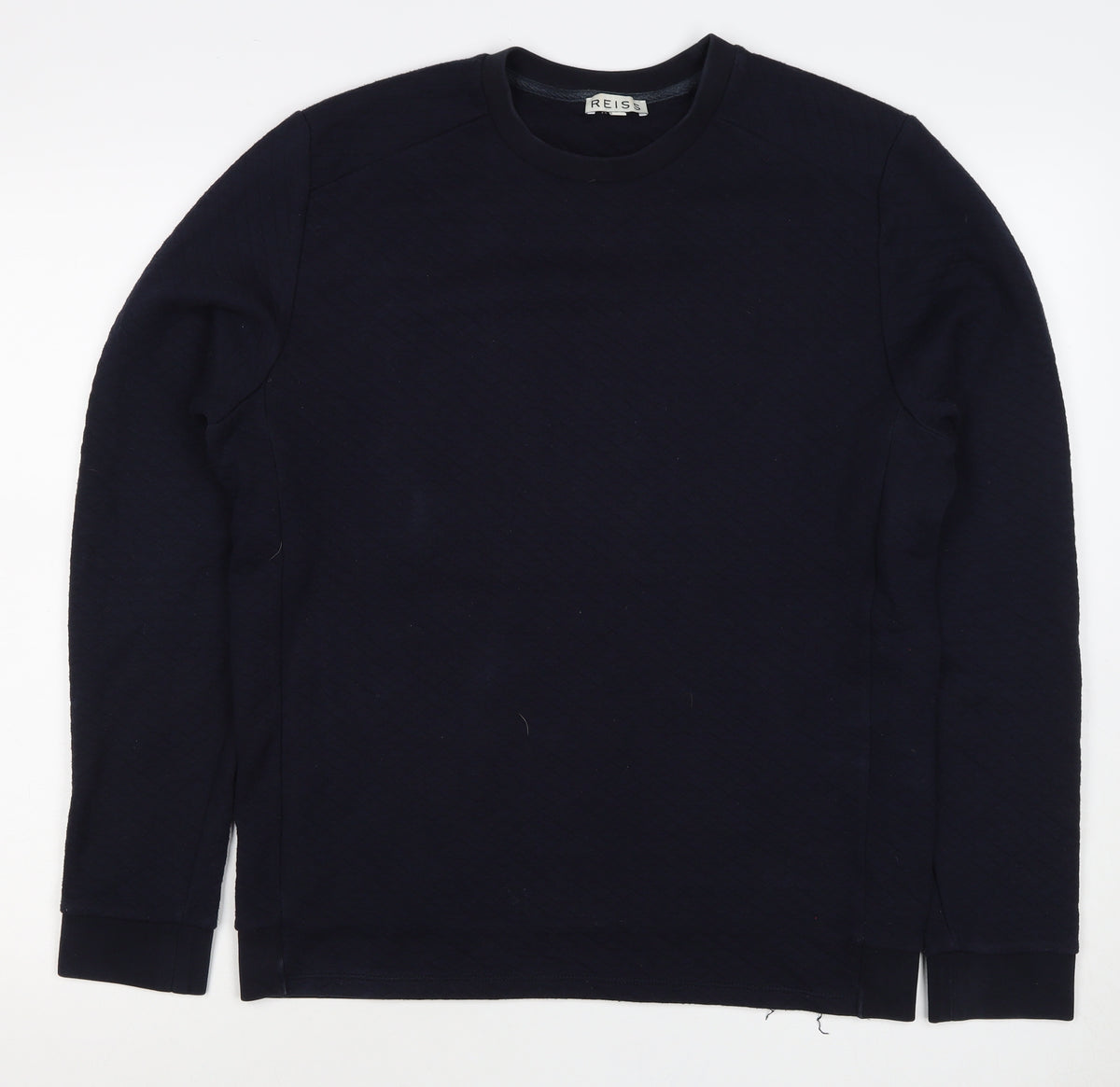 Reiss Men’s Navy Blue L Quilted Crew Neck Pullover Sweatshirt